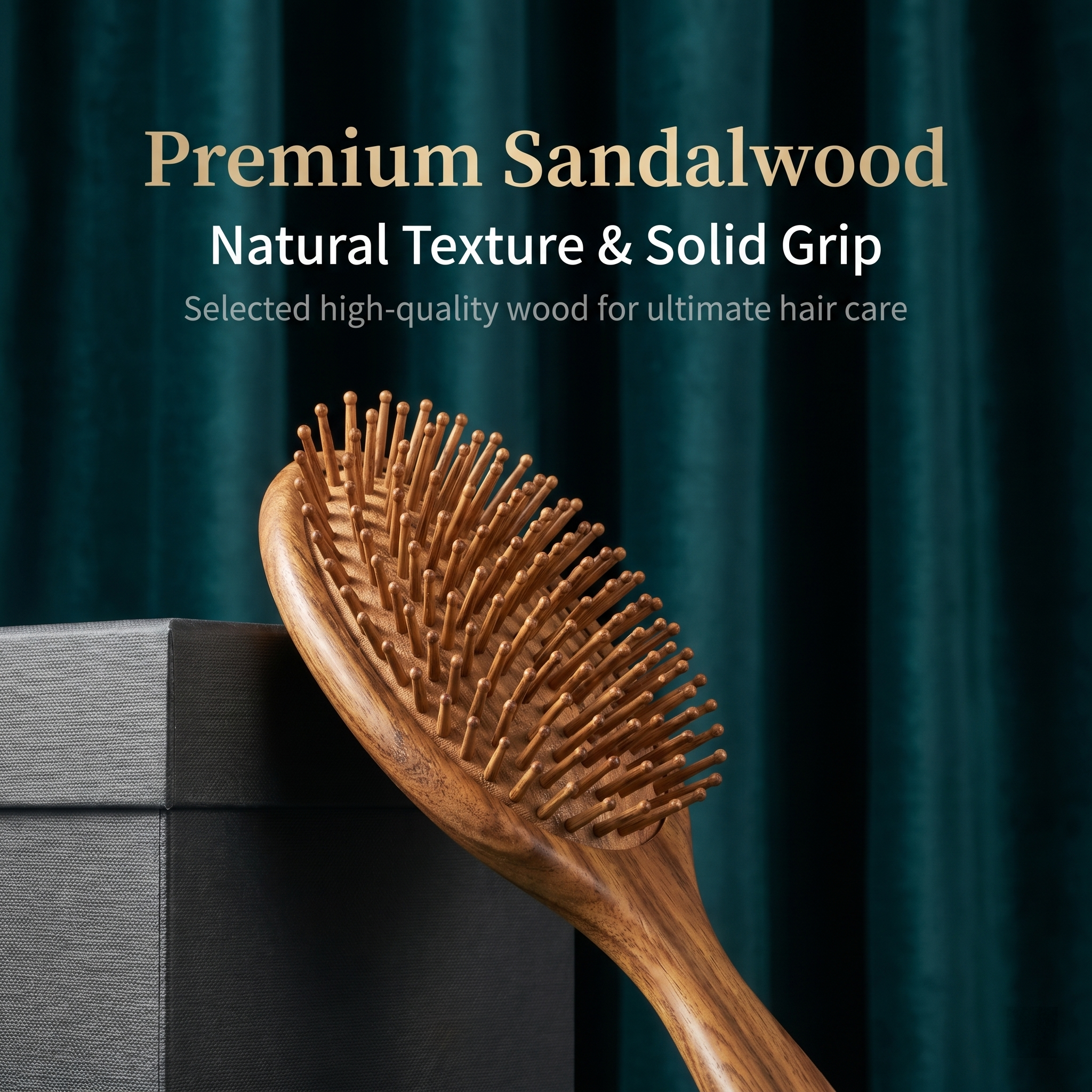 YCMassage® Sandalwood Air-Cushion Comb — Women's Home Use, Hair-Smoothing, Head & Scalp Massage Comb; Unclogs Hair Follicles — Portable Design
