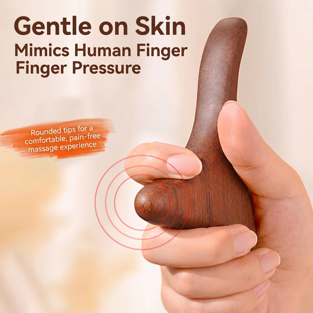 YCMassage® Golden Silk Ebony Foot Massager — Triangular Acupressure Tool, Tendon Scraper, Gua Sha Board, Meridian Clearing Stick, and Comb