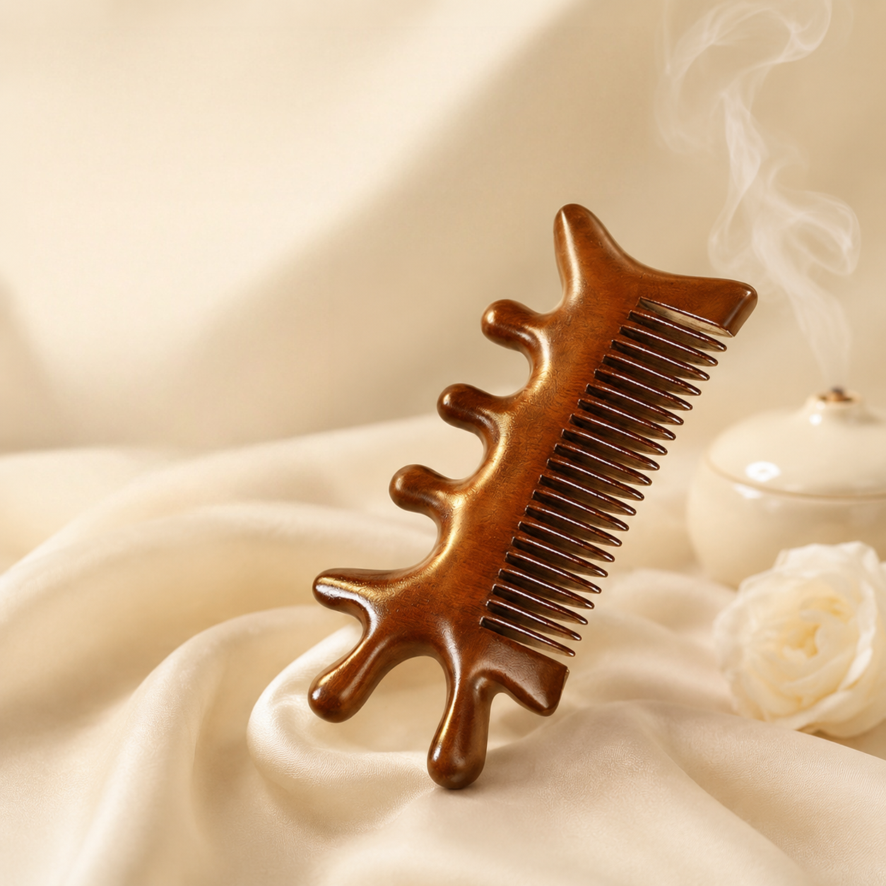 YCMassage® Sandalwood 4-in-1 Multifunctional Massage Comb — Meridian-Clearing Wooden Comb for Head, Scalp, Face, Eyes, Shoulders, and Neck