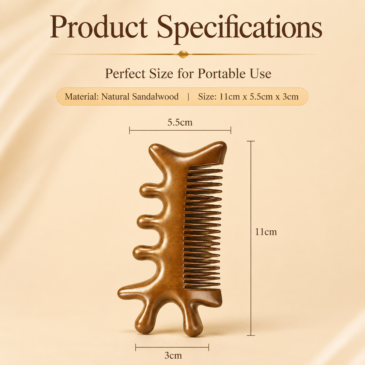 YCMassage® Sandalwood 4-in-1 Multifunctional Massage Comb — Meridian-Clearing Wooden Comb for Head, Scalp, Face, Eyes, Shoulders, and Neck
