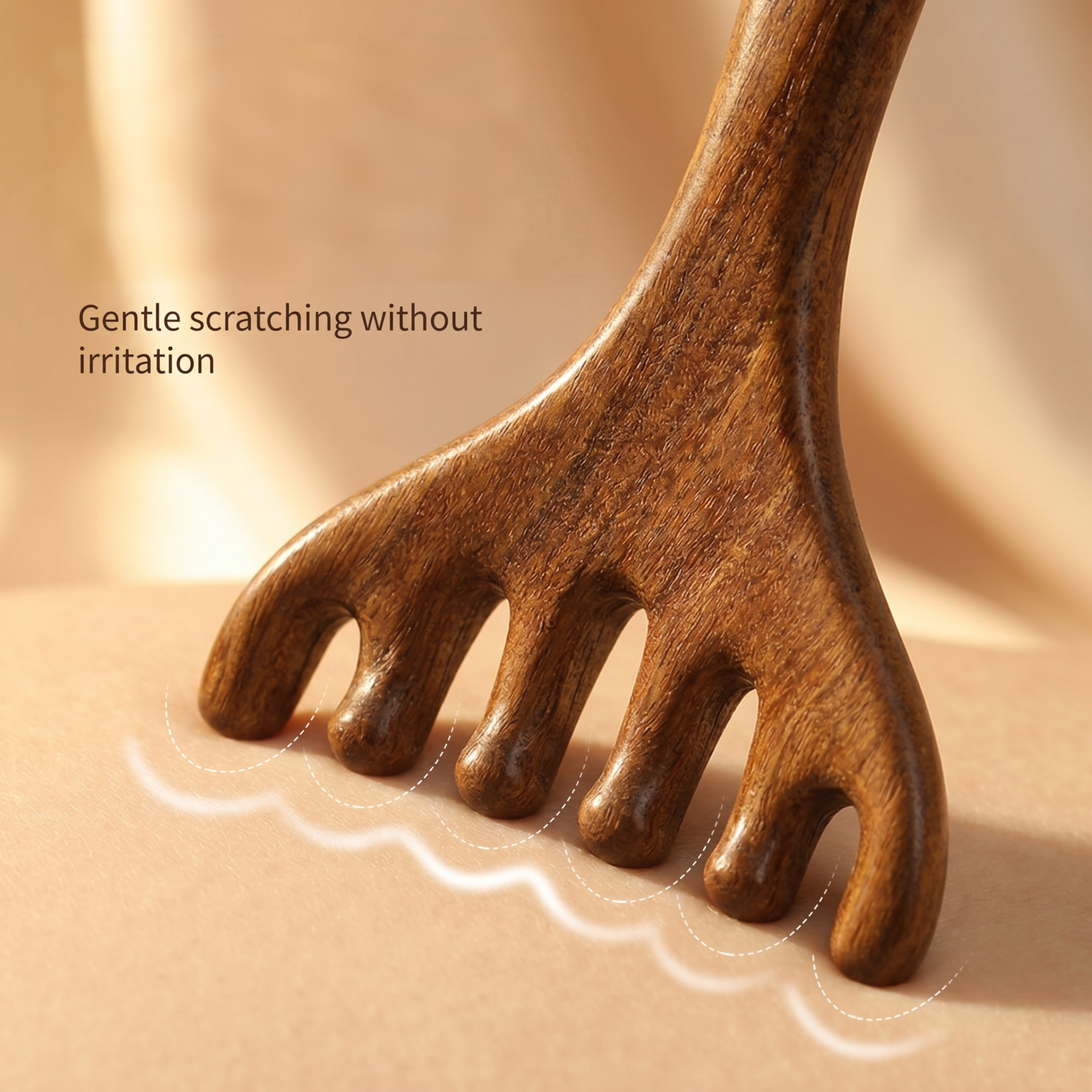 YCMassage® Authentic Sandalwood & Deer Antler Scalp Massage Comb — Head Meridian Clearing and Gua Sha Tool