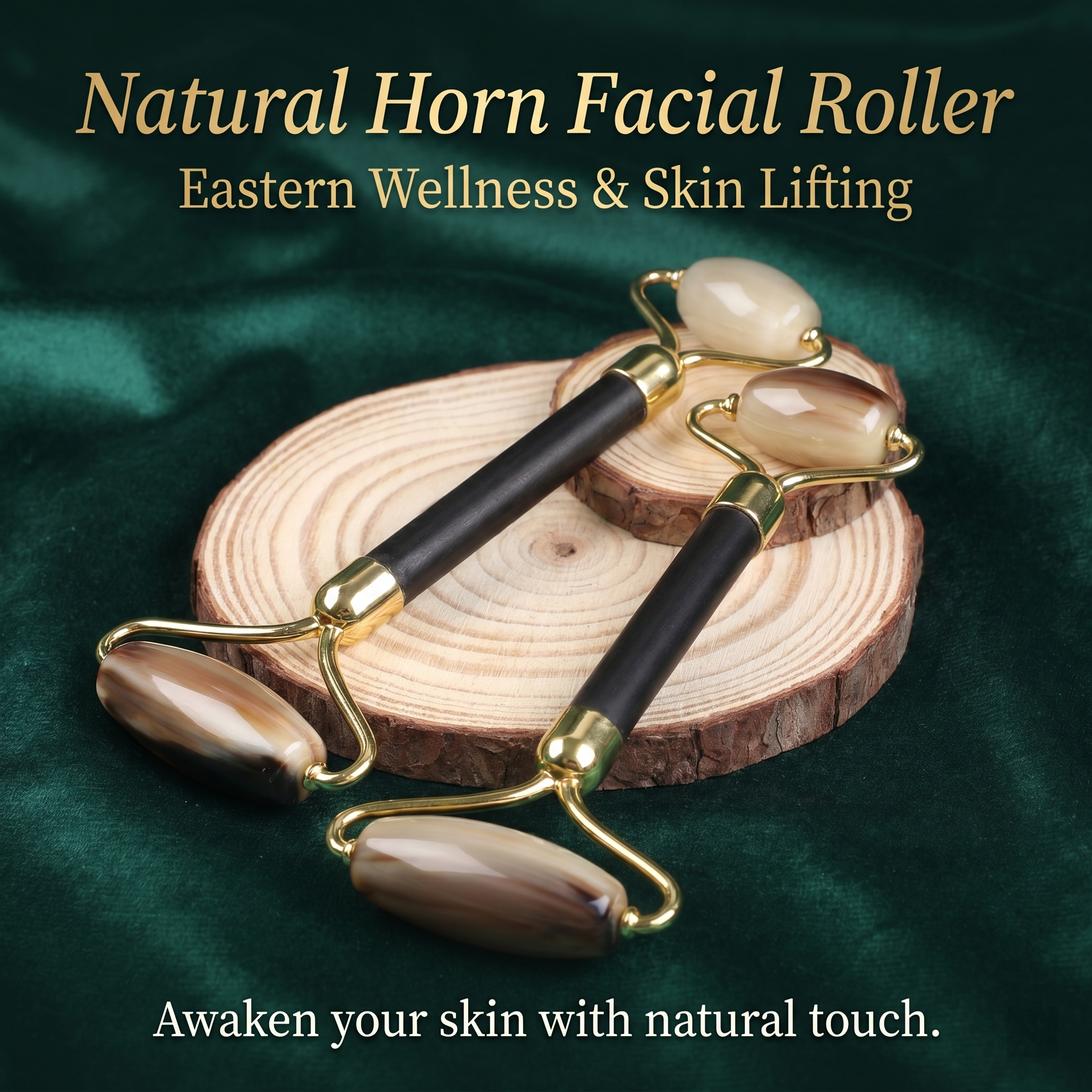 YCMassage® Multifunctional Natural Ox Horn Facial Massager & Roller — Face Lifting, Gua Sha Board, and Beauty Tool for Unblocking Meridians