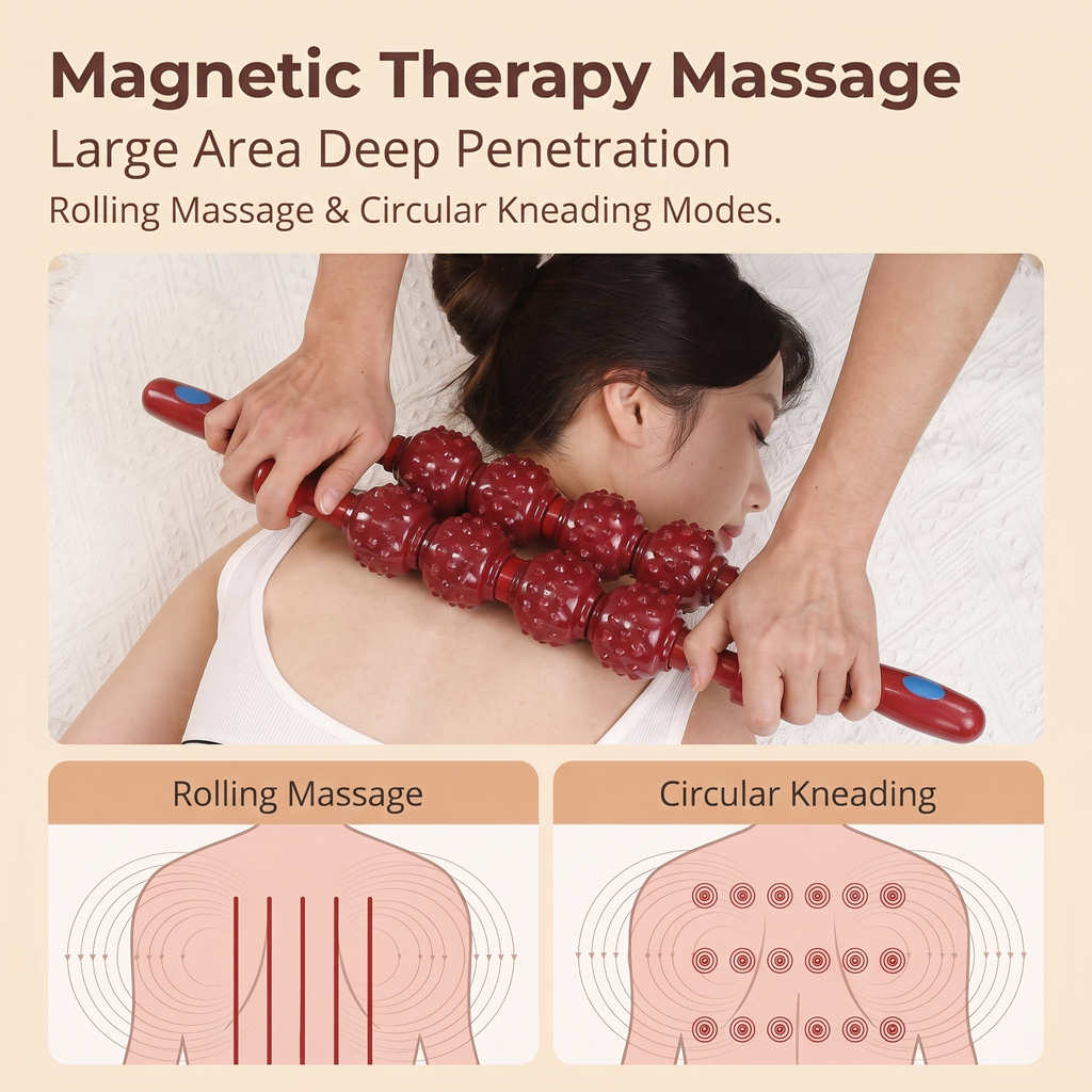 YCMassage® Meridian-Clearing Yoga & Muscle Release Fitness Roller — Wellness & Health Massage Stick / Fascia Rolling Tool