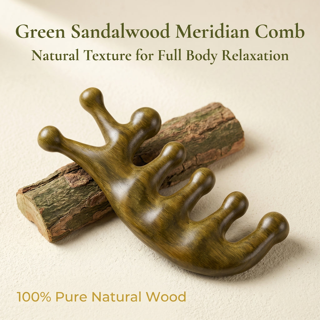YCMassage® Portable Ebony Mini Comb — Massage, Meridian, and Head Gua Sha Tool — A Natural Wooden Scalp Stimulator