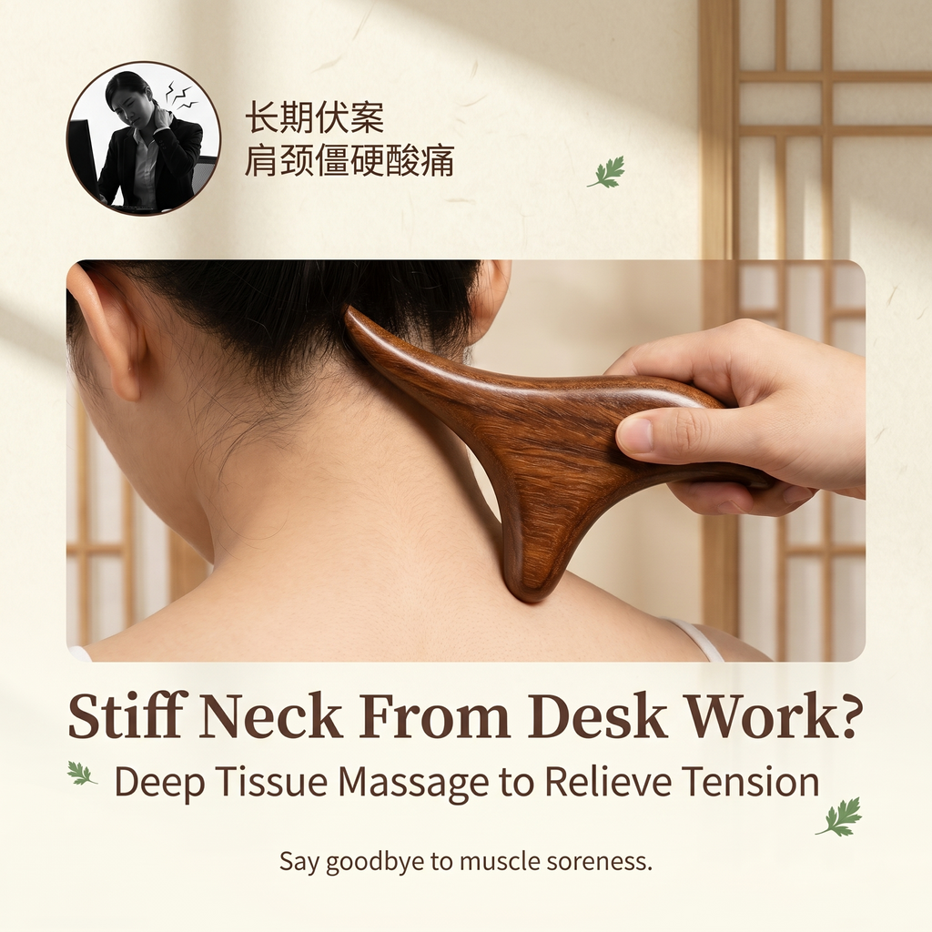 YCMassage® Golden Silk Ebony Foot Massager — Triangular Acupressure Tool, Tendon Scraper, Gua Sha Board, Meridian Clearing Stick, and Comb