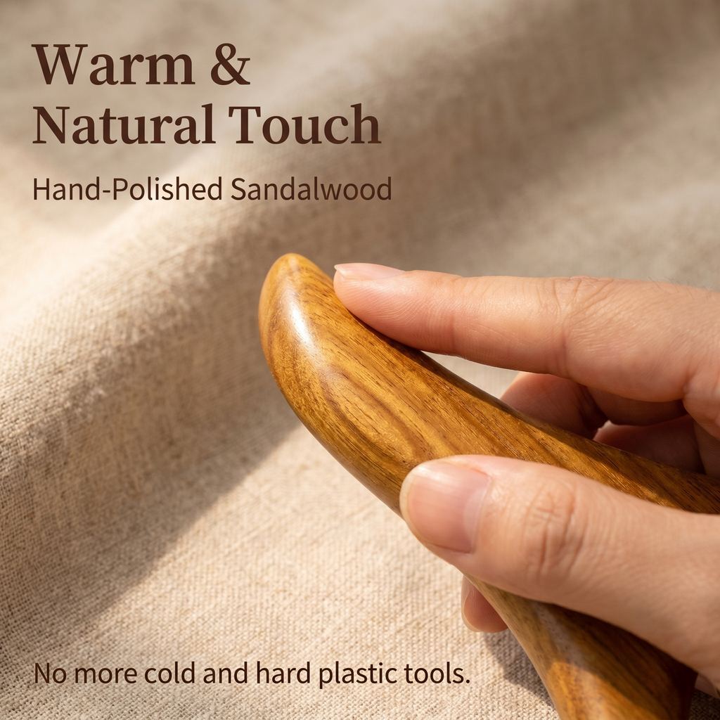 YCMassage® Golden Silk Ebony Foot Massager — Triangular Acupressure Tool, Tendon Scraper, Gua Sha Board, Meridian Clearing Stick, and Comb