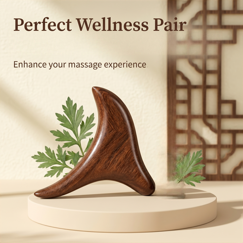 YCMassage® Golden Silk Ebony Foot Massager — Triangular Acupressure Tool, Tendon Scraper, Gua Sha Board, Meridian Clearing Stick, and Comb