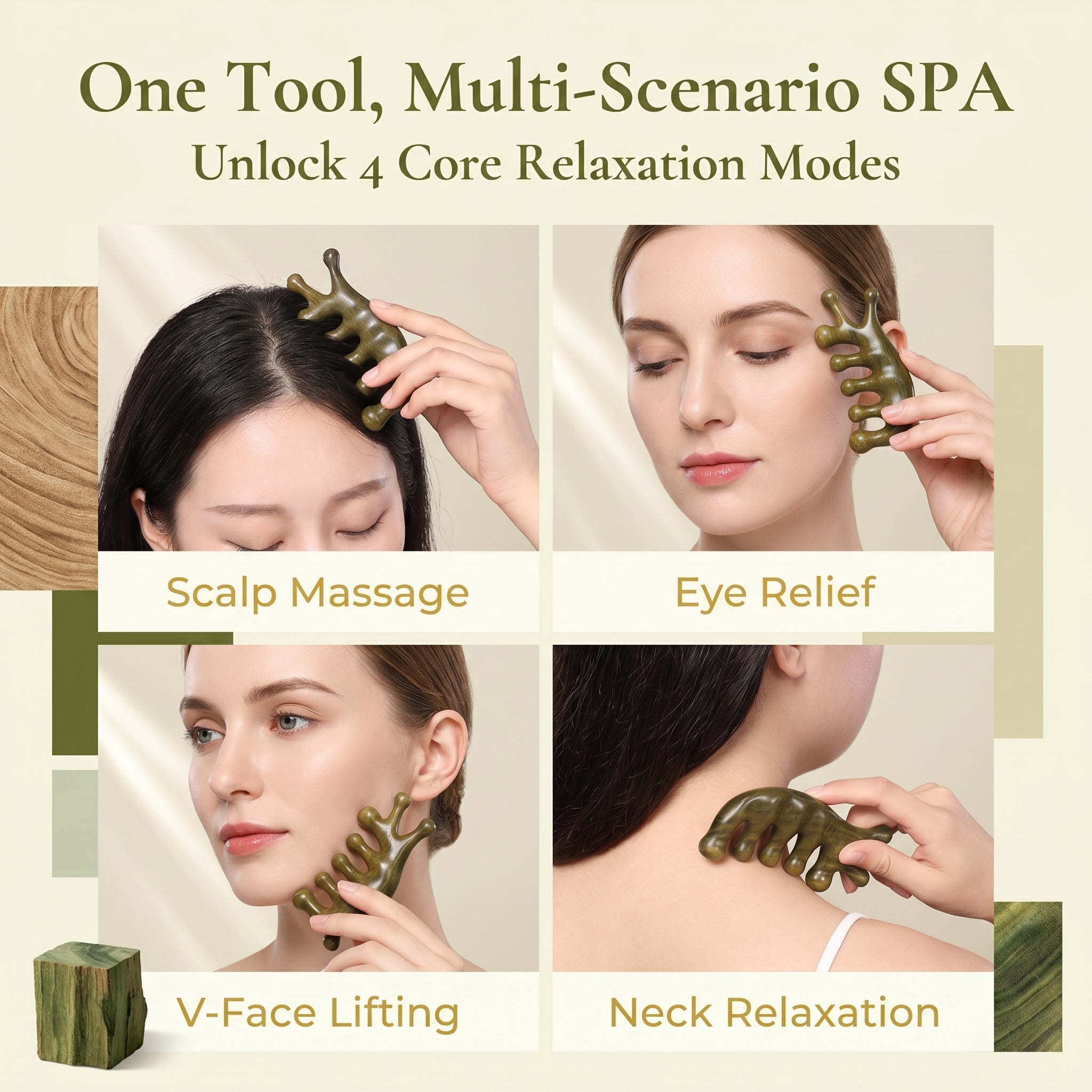 YCMassage® Portable Ebony Mini Comb — Massage, Meridian, and Head Gua Sha Tool — A Natural Wooden Scalp Stimulator